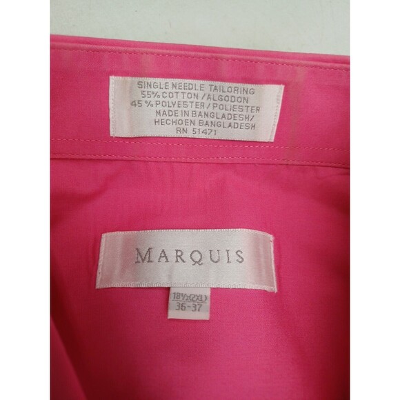 Marquis Mens Shirt Sz 18 1/2 / 2XL Pink Fuchsia Knit Long Sleeve Button Down - Picture 7 of 11